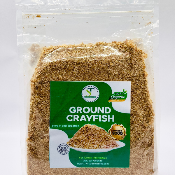 Premium Nigerian ground crayfish seasoning — authentic dried crayfish powder for stews, soups, and African dishes