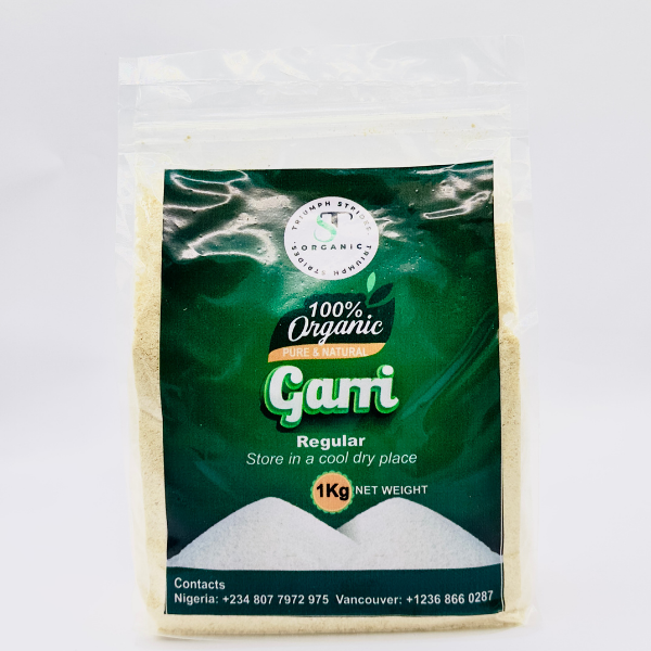 White garri for drinking and eba – finely processed cassava flakes from West Africa