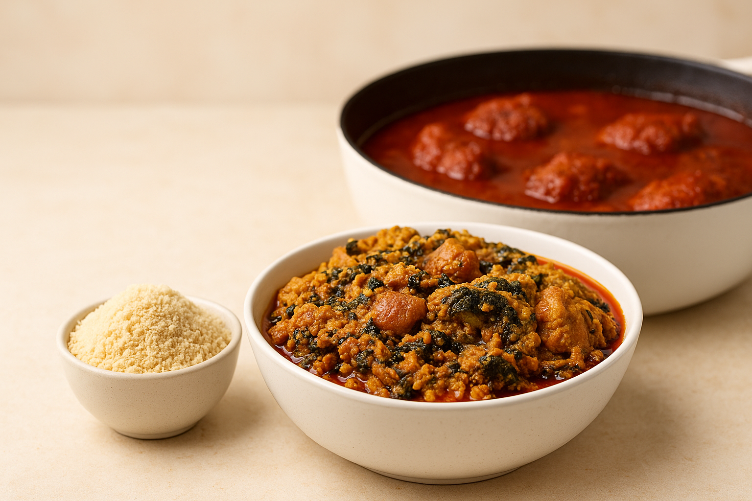African grocery soup and stew essentials — egusi soup, tomato stew, smoked catfish, and egusi powder available in Canada.